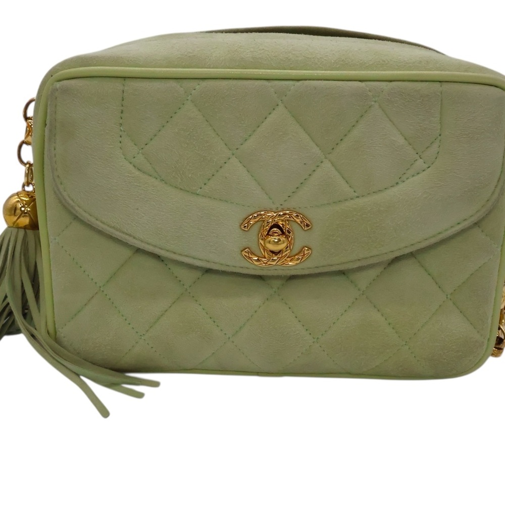 Chanel Vintage Mint Green Gold Matelasse Crossbody Bag Quilted Design - Picture 16 of 16
